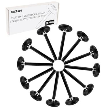 Imagem de EXERAUO Rolos pretos de nylon para porta de garagem de 5 cm, pacote com 12, haste de camada de nylon de 10 cm, substituição de rodas de porta de garagem silenciosa/suave, rolamentos de vedação dupla