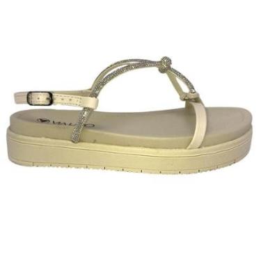 Imagem de Sandália Via Uno Off White Com Tiras Cristal Brilho - 41193-Feminino