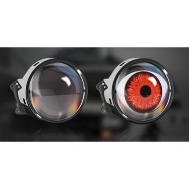 Imagem de Nowyeh Faróis de olho de demônio atualizados para motocicletas, kit de luzes LED dinâmicas para olhos do diabo com lente HD, 12 padrões de olhos animados, luzes universais de globo ocular de 12 a 36 V