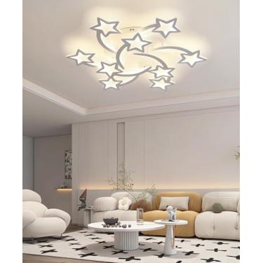 Imagem de Luminárias de teto LED modernas para quartos, lustre de teto preto com intensidade regulável e controle remoto, luminárias de embutir brancas, próximas ao teto, para estudos e escritórios (b