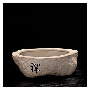 Imagem de Vaso de plantas hidropônico não poroso vaso de flores criativo retrô grés cobre dinheiro grama verde flor manuscrita cerâmica vaso de flores (cor: B) (D)