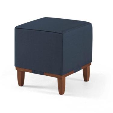 Imagem de Pufe Decorativo Quadrado Rodapé Madeira e Debrum Oxford 40 - Due Decor
