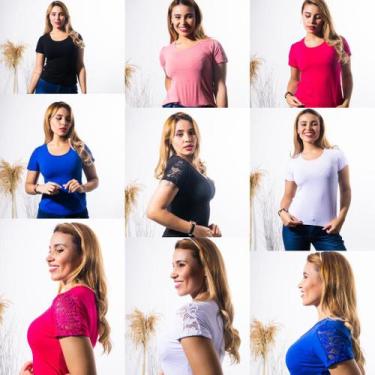 Imagem de Kit 4 blusas femininas detalhe de renda - GK TODA BELA, Sortidas, M