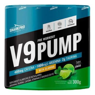Imagem de V9 Pump Pré Treino Shark Pro Com Beta Alanina 300g, Limão