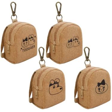 Imagem de AIBFRID 4 porta-chaves, linda bolsa de cosméticos para mulheres, bolsa de maquiagem de couro PU, bolso para chave, bolsa de batom, porta-cartões, organizador de cabos de dados, bolsa com zíper, Papel