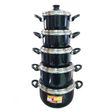 Imagem de Jogo 5 Panelas Altas Alumínio Grosso Preto Pigmentad Docesar