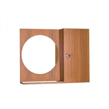 Imagem de Espelho Redondo para Banheiro com Armário Freijó