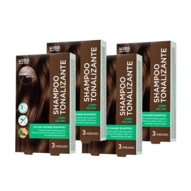 Imagem de Kit com 4 Shampoos Tonalizantes Color Change Loiro Escuro - Kiss New Y