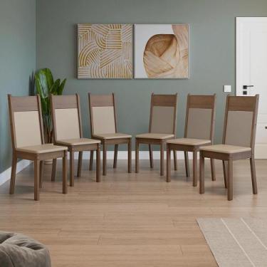 Imagem de Kit 6 Cadeiras Rustic/Crema/Sintético Bege 4280 Madesa, Rustic/Crema/S