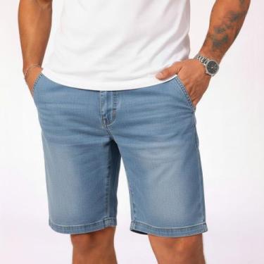 Imagem de Bermuda Esporte Fino Brim Sarja Social Jeans - Mitchell, Jeans claro, 