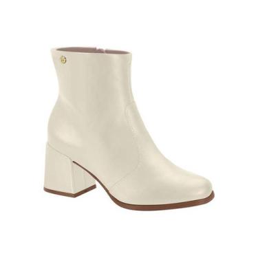 Imagem de Bota Moleca Cano Curto Com Salto Bloco Branco Off, Branco off, 36