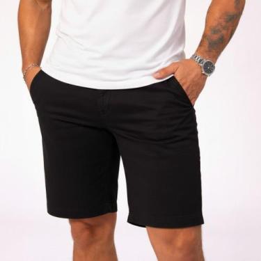 Imagem de Bermuda Esporte Fino Brim Sarja Social Jeans - Mitchell, Preto, 40