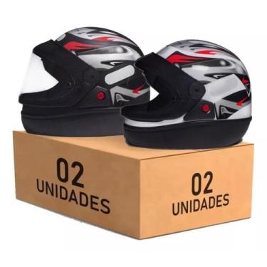 Imagem de Kit 2 Capacetes San Marino Preto Branco Automático, Preto Branco, 60/5