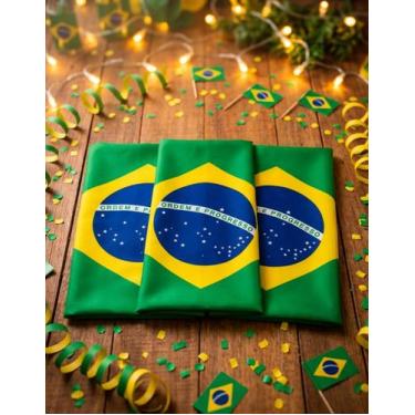 Imagem de Kit 3 Bandeiras do Brasil 1,50x0,90m Dupla Face com Ilhós Poliéster - 
