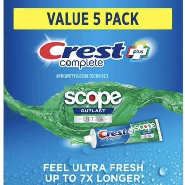 Imagem de Creme dental Crest Complete Scope Outlast Ultra 5x180 ml - Marca Própr