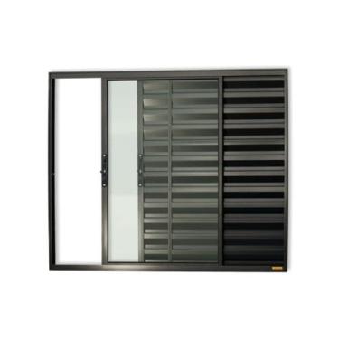 Imagem de Veneziana Confort 3 Folhas Vidro Liso 100cm x 100cm Brimak Preto