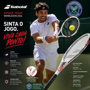 Imagem de Raquete Tênis Babolat Evoke Team Wimbledon 102 Modelo 2026 Desempenho