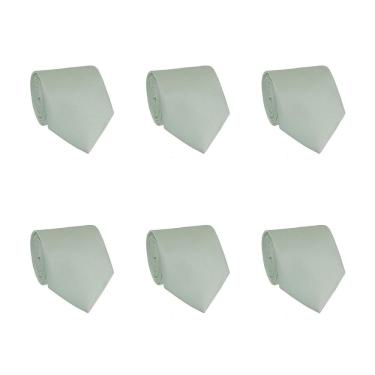 Imagem de Kit 6 Gravatas Masculina Social Slim Premium Tons de Verde Lisa Elegante Padrinhos Formatura Trabalho
