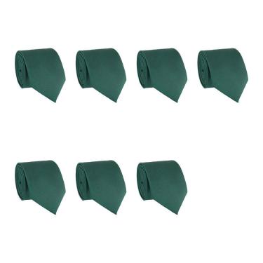 Imagem de Kit 7 Gravatas Masculina Social Slim Premium Tons de Verde Lisa Elegante Padrinhos Formatura Trabalho