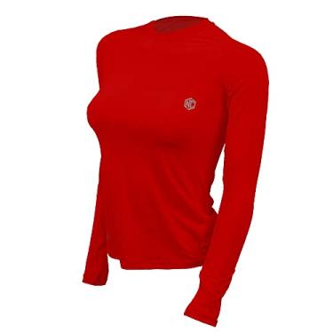 Imagem de Camisa Ciclismo Feminina Manga Longa UV Slim - Vermelho GG