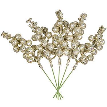 Imagem de Artiflr Pacote com 14 Hastes de Natalinas com Purpurina, Palitos de Natal Artiflr para Ornamentos de Árvores de Natal, Guirlanda de Natal, Artesanato, Decoração de Feriado e Casa, Champanhe