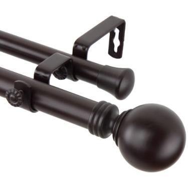 Imagem de Rod Desyne 100-01-286-D Inc Desyne haste de cortina dupla globo de 2,5 cm, 71-122 cm, mogno