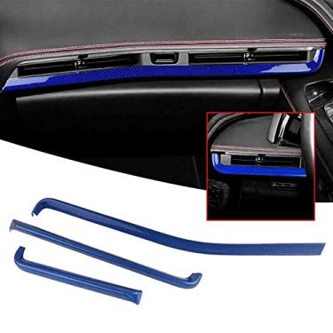 Imagem de FINMOKAL Para Corvette C8 Z51 2020-2022 Console Painel Painel Azul Real Fibra de Carbono Real