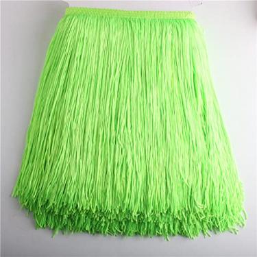 Imagem de 10 jardas/lote 30 cm de comprimento franja de renda guarnição de borla para diy vestido latino acessórios de roupas de palco fita de renda, verde fluorescente, 5 jardas