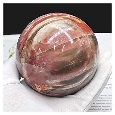 Imagem de JUIYU Pedra de cristal 1 peça 60 mm rosa vermelha esfera de madeira petrificada presentes bola de cristal