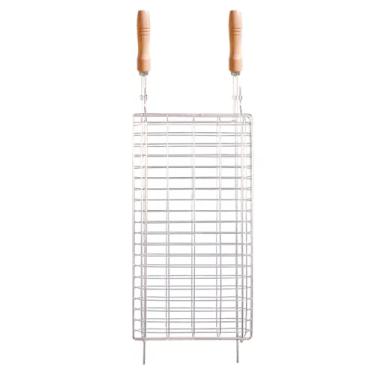 Imagem de Grelha Churrasco Dupla Aço Cromado Espaço Grelhar 27x52 Cm