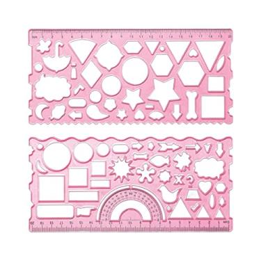 Imagem de Dynwave Régua geométrica de 20 cm, modelo de desenho de estênceis leves e transparentes para construção de ferramentas de medição de presentes de escritório, VERMELHO