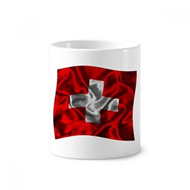 Imagem de Porta-canetas de escova de dentes com textura de seda da Suíça com estampa abstrata e suporte de cerâmica