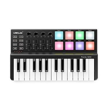 Imagem de Chusui Panda MINI 25 Teclas USB Ultraportátil Teclado Controlador MIDI 8 Pads Disparadores Retroiluminados Coloridos