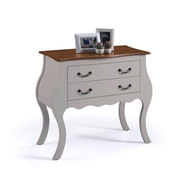 Imagem de Cômoda Bombê com 2 Gavetas Linz Móveis 1007 - Off White/Imbuia Glazer