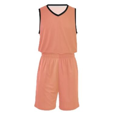 Imagem de CHIFIGNO Camiseta de basquete turquesa escura, tecido macio e confortável, camisa de futebol 5T-13T, Dégradé laranja, PP