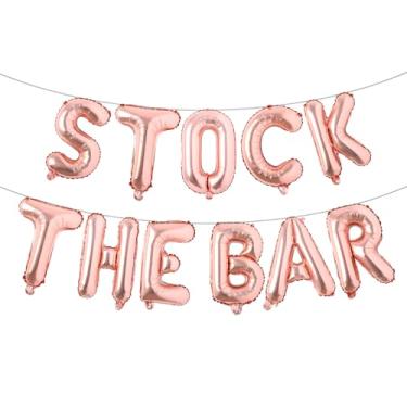 Imagem de STOCK THE BAR Balloons Bannner Multicolor optional Party Decorations Sign (STOCK THE BAR Rose Gold)