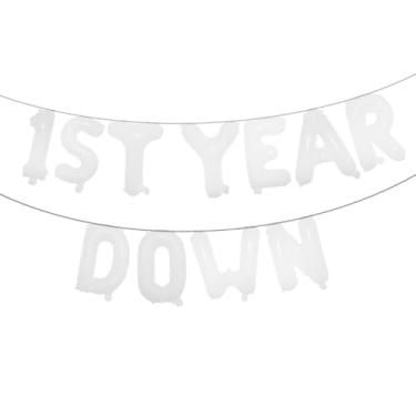 Imagem de 1st Year Down Banner Balloon, First Birthday,Football Theme Birthday Party,1st Year Down Football Baby shower Party Decorations (1ST YEAR DOWN White)
