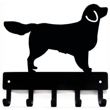Imagem de Golden Retriever – Porta-chaves e porta-trela de cachorro para parede – Grande 23 cm de largura – Feito nos EUA; Presente para amantes de cães