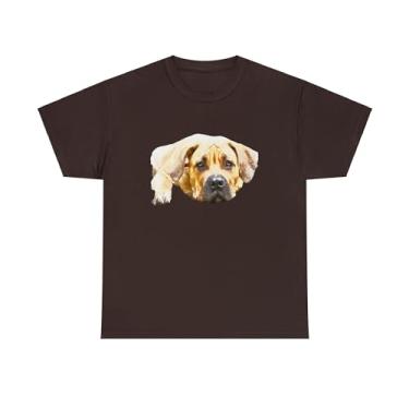 Imagem de Camiseta unissex de algodão pesado Boerboel da Doggylips™, Chocolate escuro, P