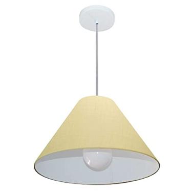 Imagem de Lustre Pendente Cone Cúpula Tecido 25/40x15 cm, Vivare Iluminação, Pendente4078 LA, Algodão Cru, Médio