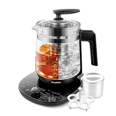 Imagem de ICOOKPOT Chaleira elétrica de vidro com controle de temperatura, bule de chá com controle programável, máquina de chá de aço inoxidável de 2 litros e chaleira de café com infusor de chá, panela de ovo