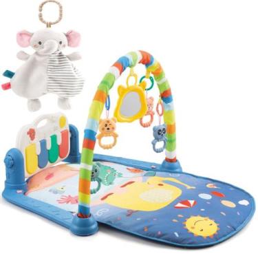 Imagem de Kit Tapete de Atividade Bebê Mobile Azul + Naninha Elefante - Color Ba
