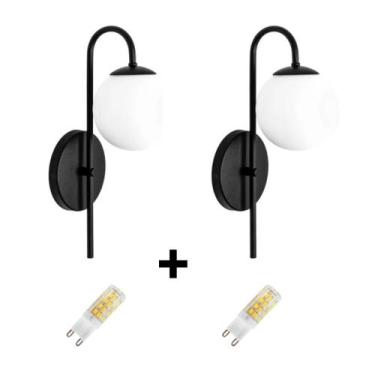 Imagem de Kit 2 Arandelas Jabuticaba Quarto Preto Fosco+2 Lâmpadas Led