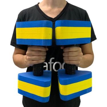 Imagem de Par Halteres Aquáticos Hidroginástica EVA 3 A 4 Kg DF4013-AZ Azul/Amar