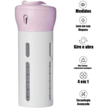 Imagem de Dispenser Garrafa Portátil 4 Em 1 Viagens Loção Shampoo Gel Cremes Ros