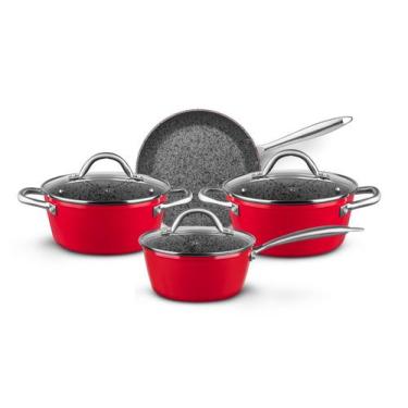 Imagem de Conjunto Panelas 4 Peças Antiaderente Stoneflon Granito Mta