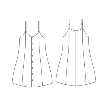 Imagem de Molde vestido curto evasê alcinha tamanho PP ao EXG by Maísa Rasche - 