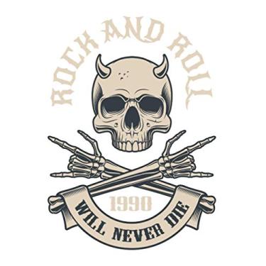 Imagem de Rock And Roll Will Never Die 1990 Hard Rocker: DIN A5 Doted Gepunktet 120 Seiten / 60 Blätter Notizbuch Notizheft Notiz-Block Rock N 'Roll Motive & Heavy Metal Geschenke