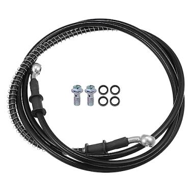Imagem de X AUTOHAUX Mangueira de freio para motocicleta linha de freio hidráulico tubo de mangueira de óleo com encaixe de proteção de mola para quadriciclo motocicleta motocross corrida bicicleta 200 cm preto