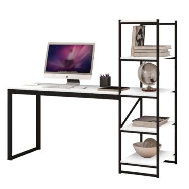 Imagem de Home Office Escrivaninha Mesa de Estudo Innovare com Prateleira Estrutura em Aço Tampo MDF 2 em 1 Compacto Otimiza Espaço